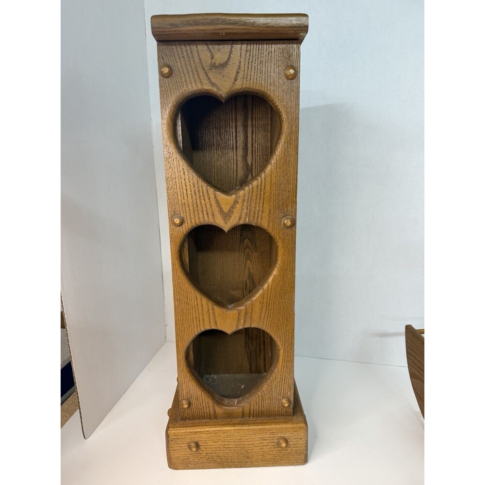 Vintage Handmade Heart Wood Toilet Paper Holder Cottagecore